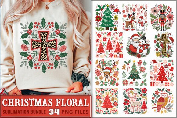 Boho Floral Christmas PNG Bundle Review: A Vibrant Illustration Asset for Seasonal Design Projects