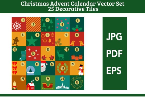 Christmas Advent Calendar Vector Set X25: A Versatile Illustration for Holiday Marketing