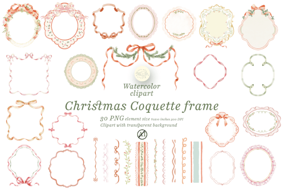 Christmas Coquette Frame and Border for Local Business Illustrations