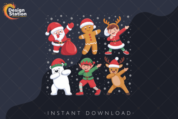 Christmas Dabbing Characters PNG: A Festive Illustration for Creative Projects
