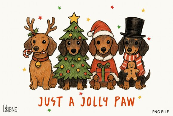 Christmas Dachshund Dog Lover Jolly Paw Freebies