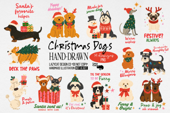 Christmas Dog Hand-Drawn PNG Bundle Review for Real Embroidery Projects