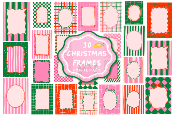 Christmas Frames PNG Clipart Bundle for Illustrations