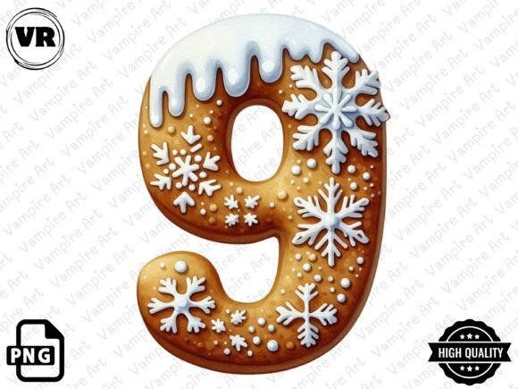 Christmas Gingerbread Number Clipart PNG for Festive Branding & Illustrations