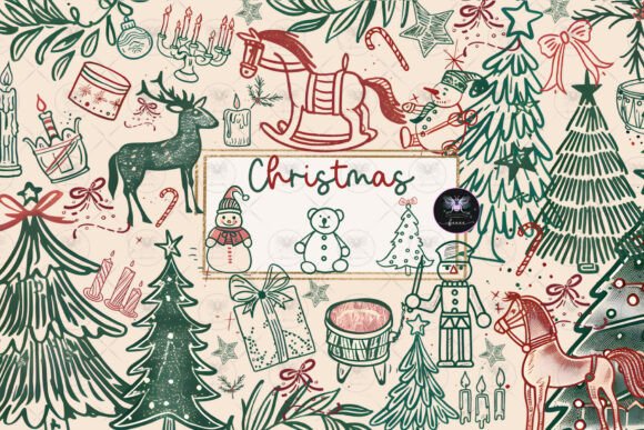 Christmas Hand Drawn Whimsical Clipart: Illustrations for Crafters