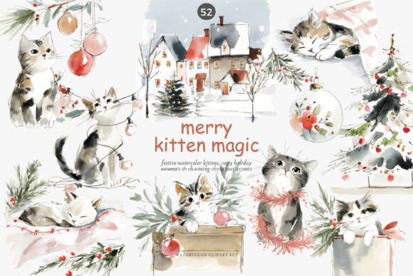 Christmas Kittens Clipart Set: A Brand Designer’s Review for Illustrations