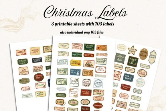 Christmas Labels Printable Set – 103: A Versatile Illustration for Content Creators