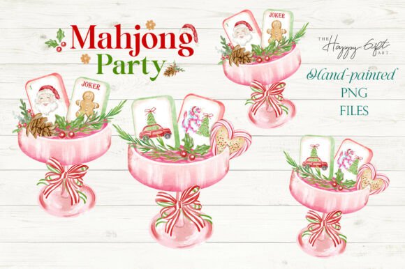 Christmas Mahjong Cocktail Cliparts