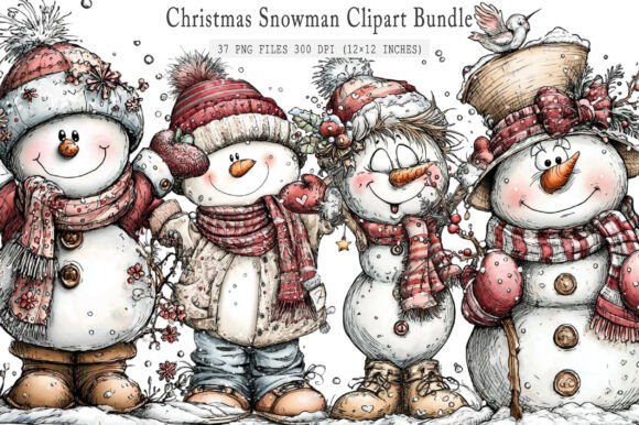 Christmas Whimsical Snowman Clipart Review