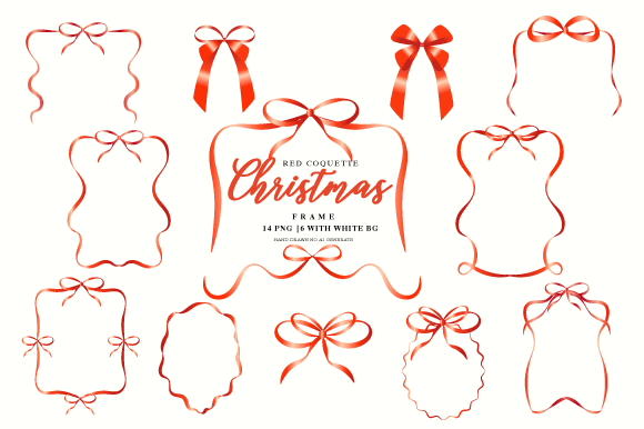 Coquette Christmas Border Frame Clipart for Blog Graphics and Illustrations