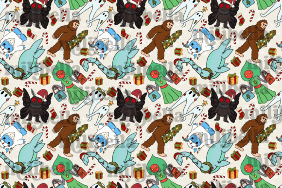 Cryptid Christmas Seamless Pattern: A Seller’s Review of This Illustrations Asset