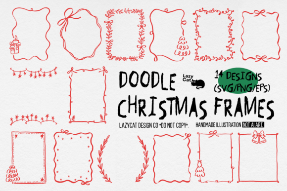 Doodle Christmas Frame SVG PNG Bundle Review