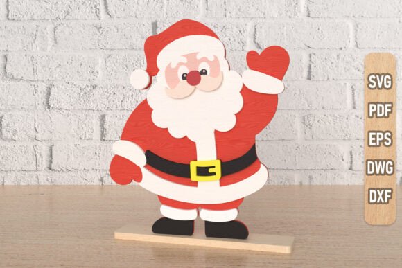 Jolly Santa Waving Decoration Laser Cut Winter Amp