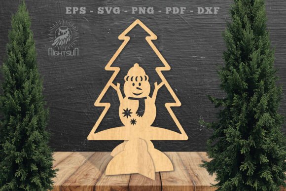 Snowman in Tree Laser Cut Home Decor SVG