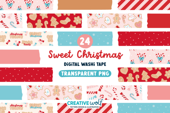 Sweet Christmas Digital Washi Tape Illustrations