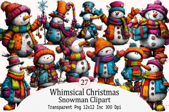 Whimsical Christmas Snowman Clipart: A Festive Freebie for Creative Projects